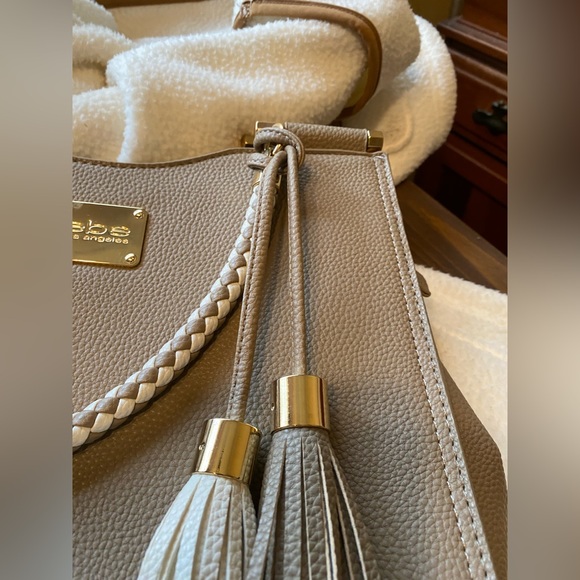 NWOT BEBE LOS ANGELES SATCHEL PEBBLED LEATHER - Picture 9 of 13